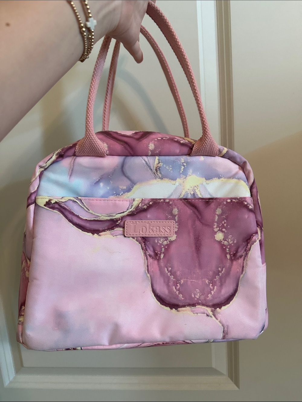 Pink Marble Mini Top-Handle Bag by